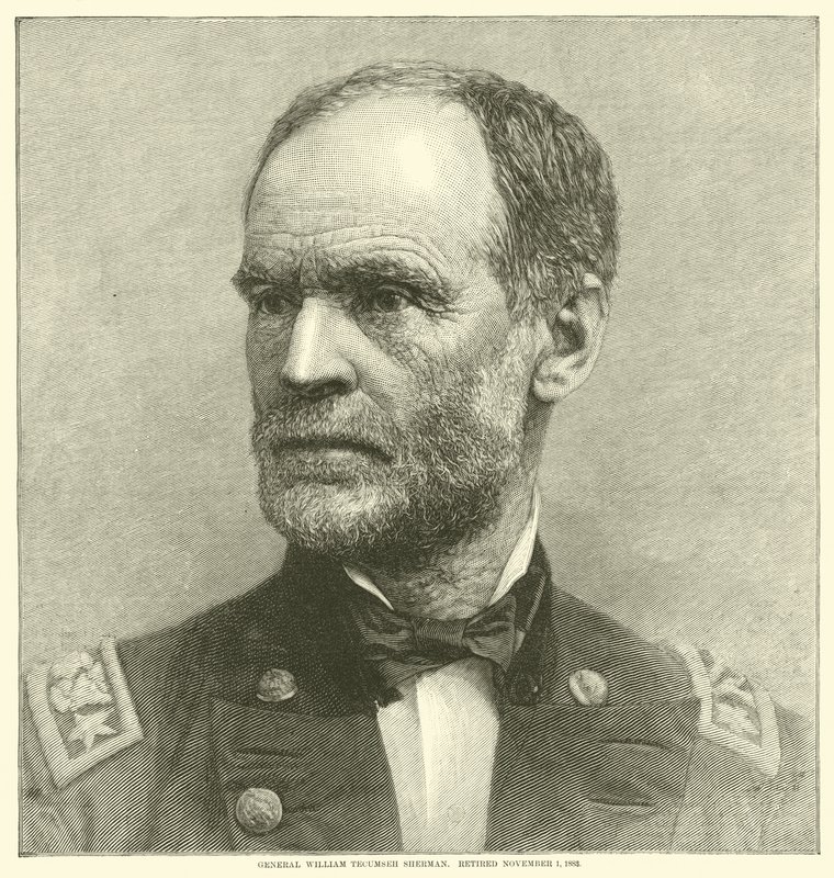 General William Tecumseh Sherman, pensionerad 1 november 1883, maj 1864 av American School