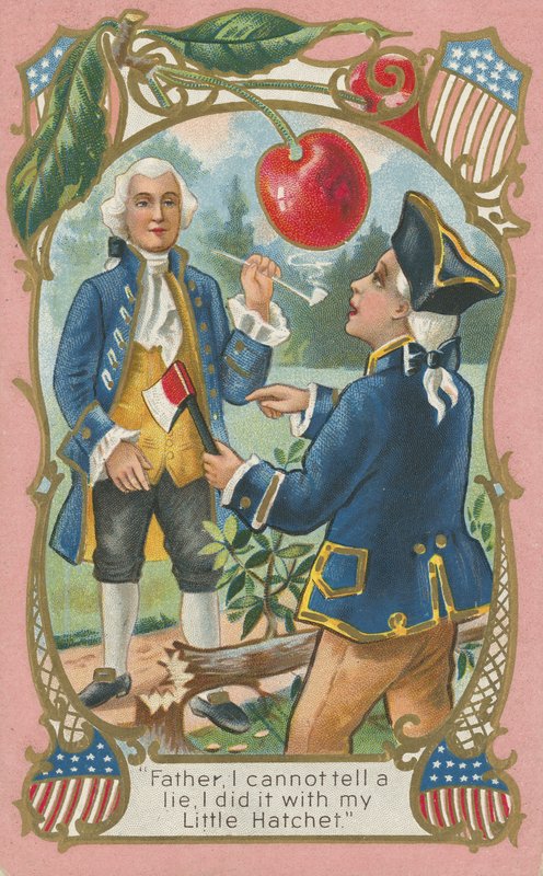 George Washington bekänner för sin far (färg litho) av American School