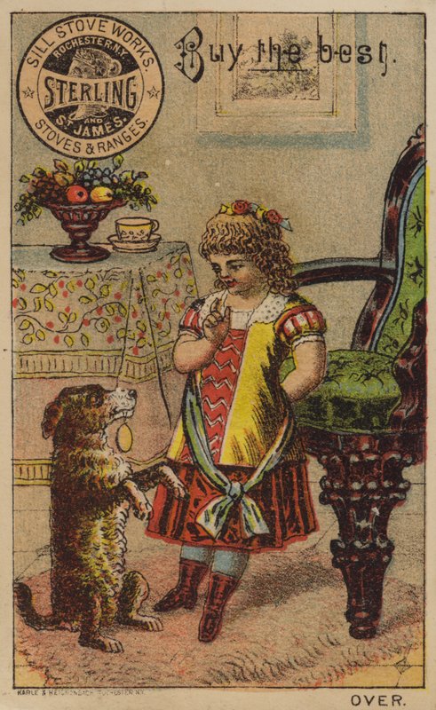 Flicka och tiggande hund av American School