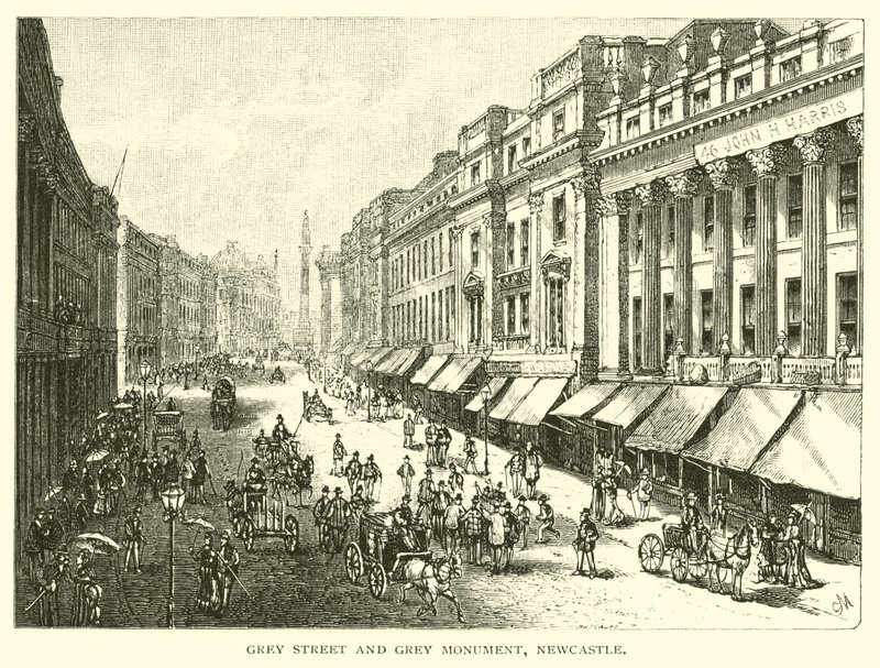 Grey Street och Grey Monument, Newcastle av American School