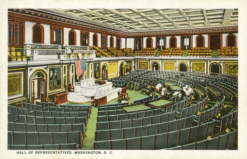 Hall of Representatives, Washington DC, USA (lito i färg) av American School