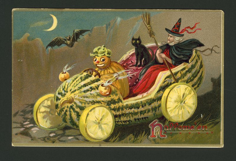 Halloween hälsningskort (chromolitho) av American School