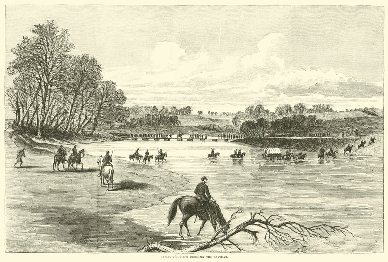 Hancocks kår som korsar Rapidan, maj 1864 av American School