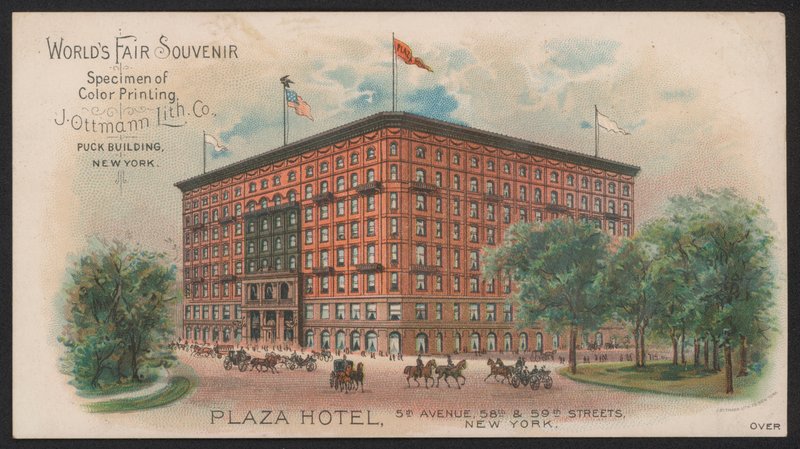 Hotel Trade Card (färgad gravyr) av American School