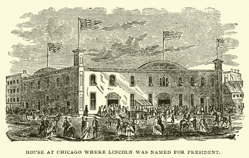 Hus i Chicago där Lincoln utsågs till president av American School