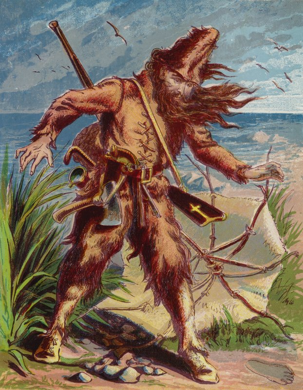 Illustration för Robinson Crusoe av American School