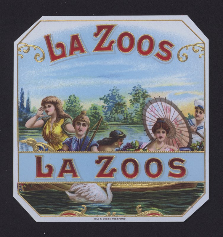 La Zoos, cigarretikett (chromolitho) av American School
