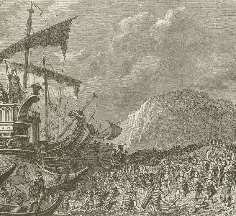 Romarnas landstigning, under Caesar, i Storbritannien, B C 55 av American School