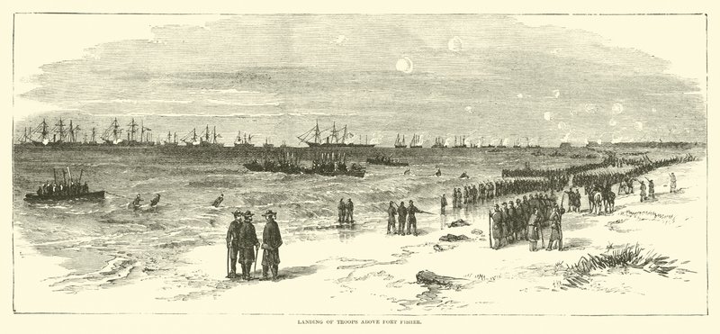 Landsättning av trupper ovanför Fort Fisher, januari 1865 av American School