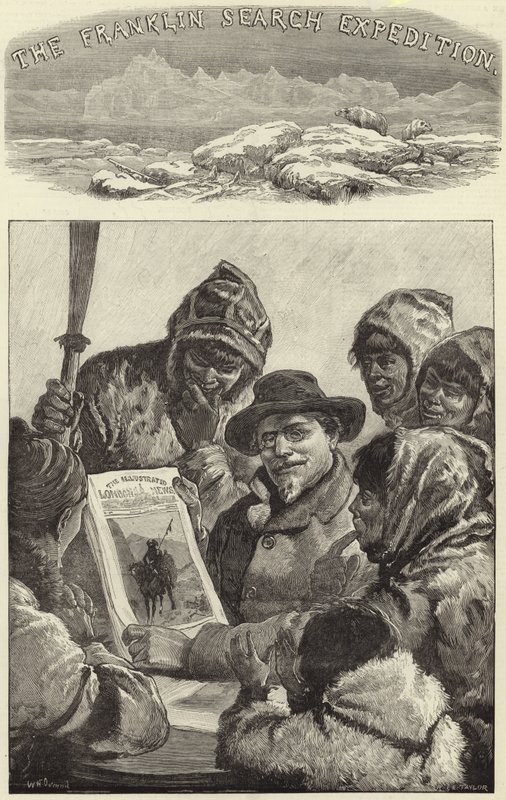 Löjtnant Schwatka visar esquimauxen the Illustrated London News av American School