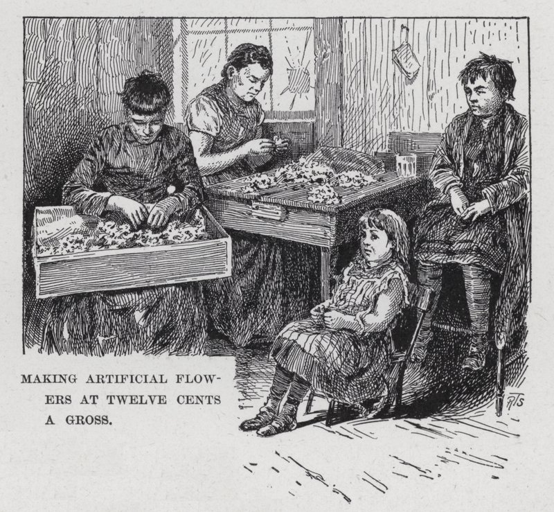 Att göra konstgjorda blommor på tolv cent en brutto (litho) av American School