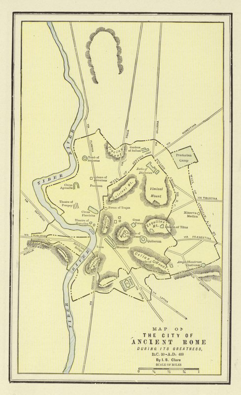 Karta över staden det antika Rom under dess storhet, 30 f.Kr.-400 e.Kr av American School