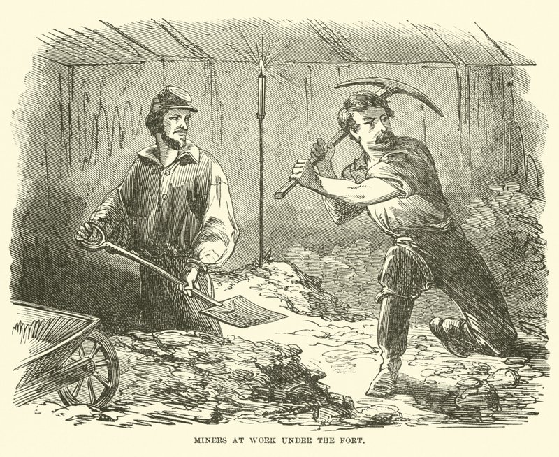 Gruvarbetare i arbete under fortet, juni 1863 av American School