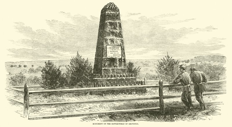 Monument på slagfältet i Groveton, augusti 1862 av American School