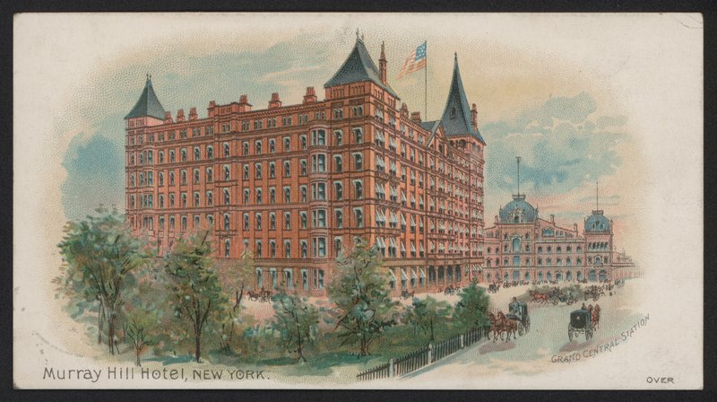 Murray Hill Hotel, New York, USA (färgad gravyr) av American School