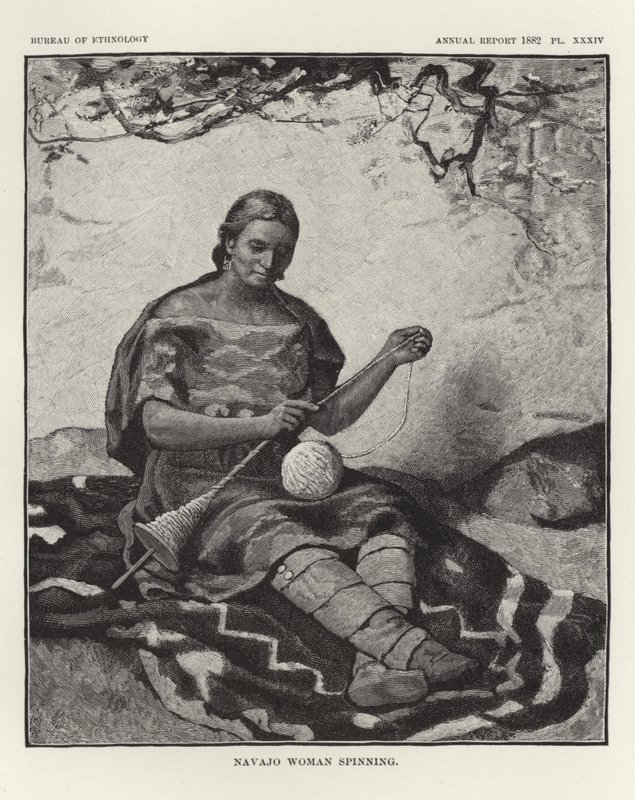 Navajo kvinna spinning av American School