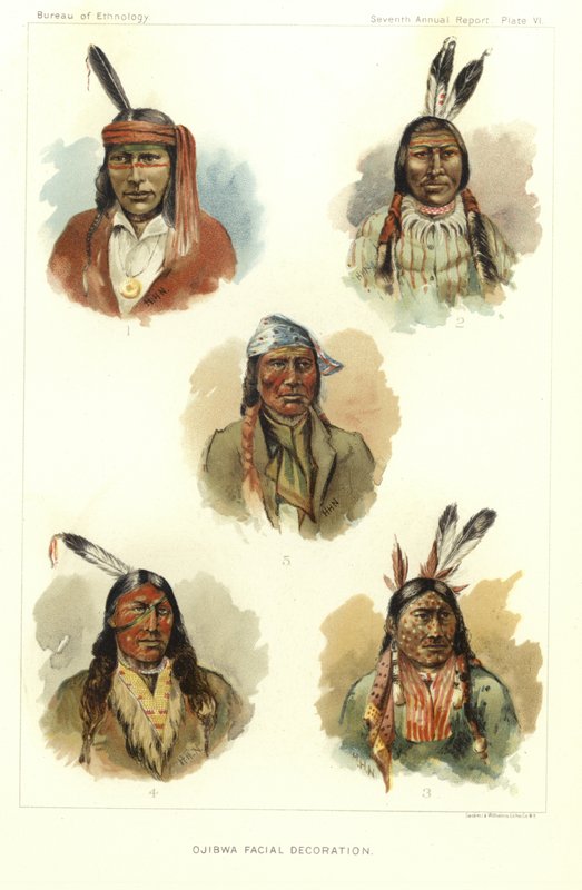 Ojibwa ansiktsdekoration av American School