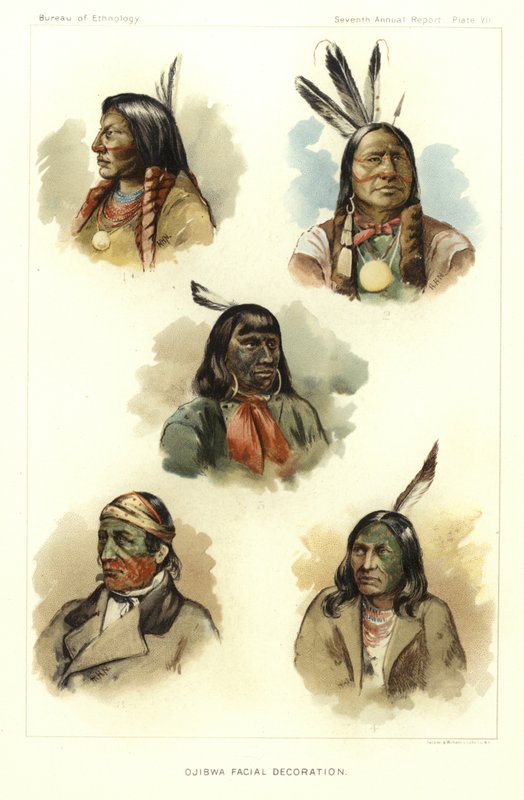 Ojibwa ansiktsdekoration av American School