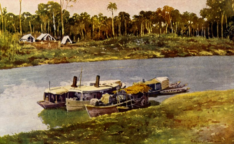 På övre Amazonas (färg litho) av American School