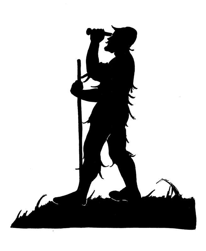 En av en serie Robinson Crusoe-silhuetter (litografi) av American School