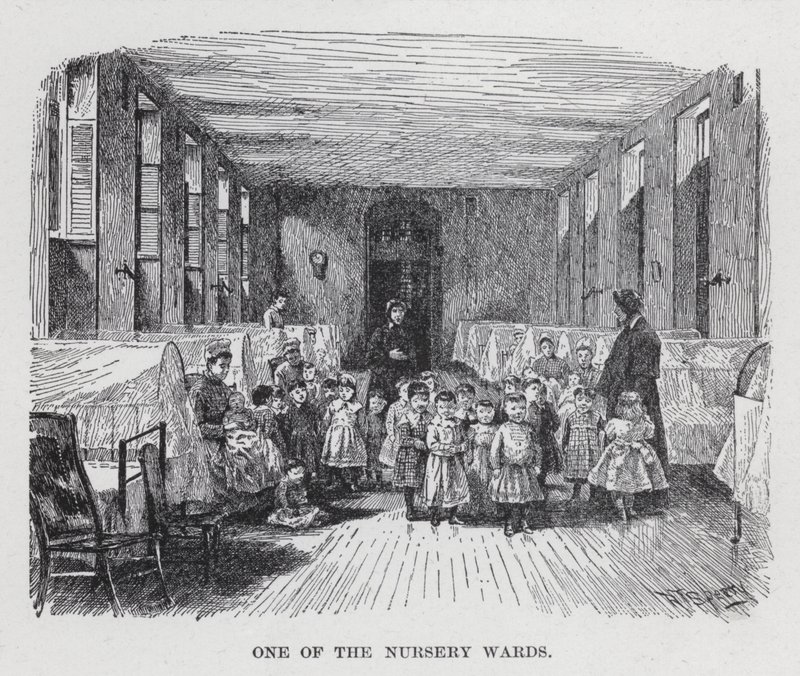 En av daghemsavdelningarna (litho) av American School