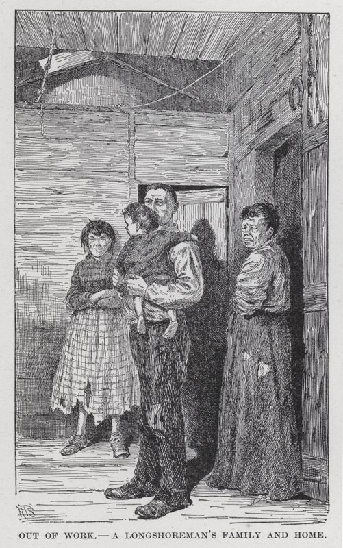 Utan arbete, en långstrandsmans familj och hem (litho) av American School