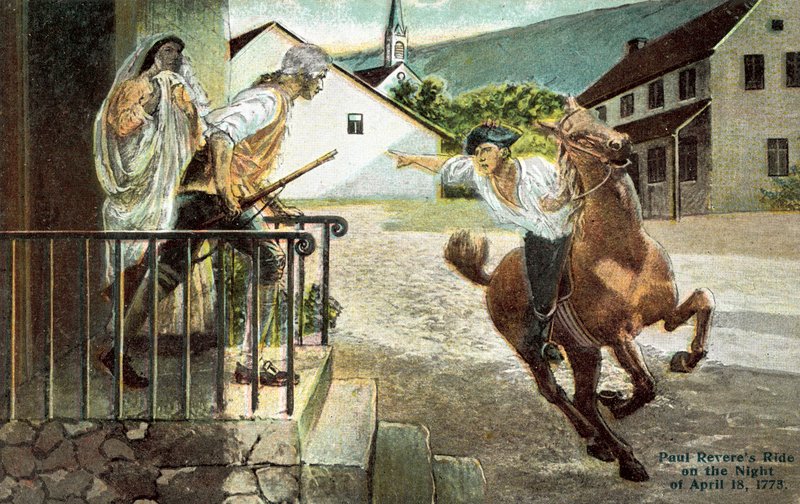 Paul Reveres rider natten till den 18 april 1773 av American School
