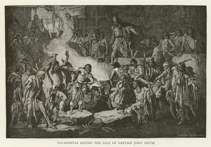 Pocahontas räddar kapten John Smiths liv av American School