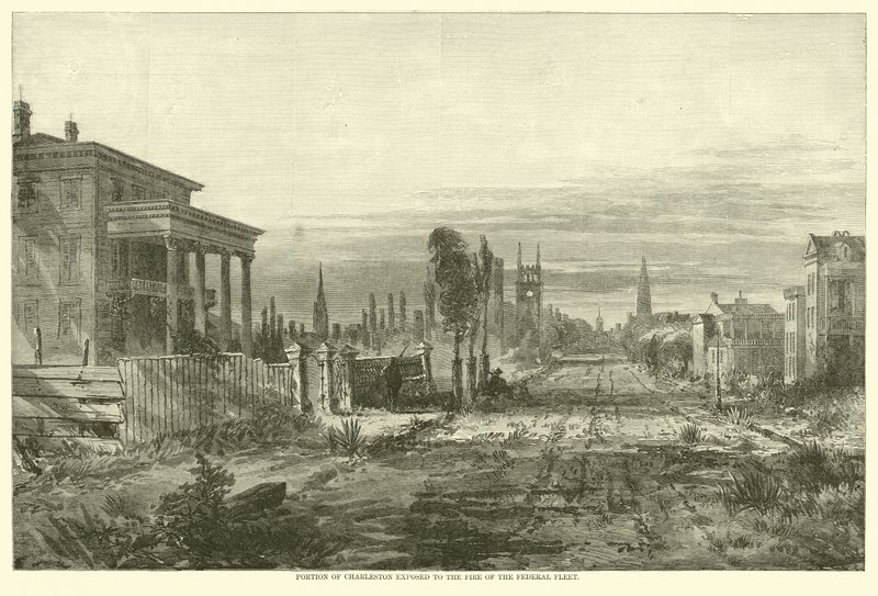Del av Charleston utsatt för elden från den federala flottan, augusti 1863 av American School
