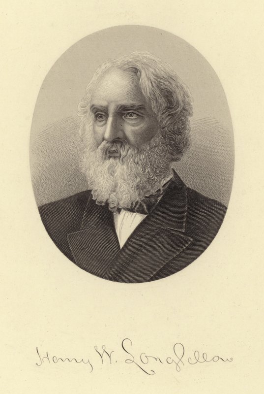 Porträtt av Henry Wadsworth Longfellow av American School