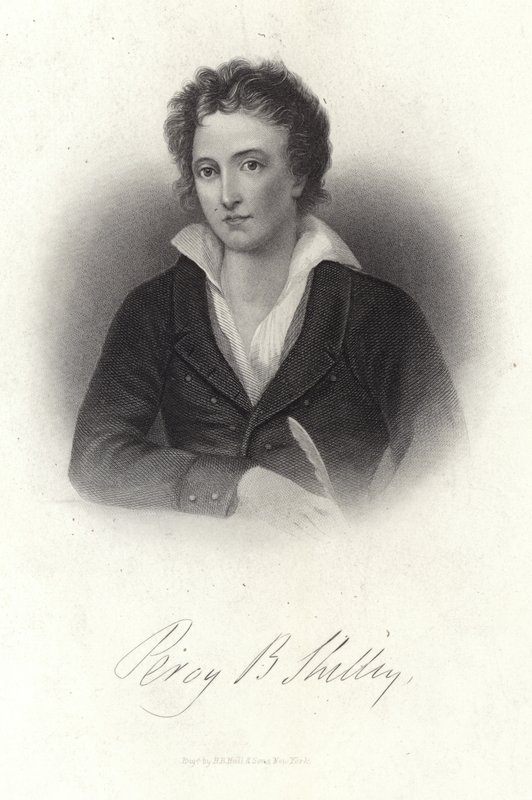 Porträtt av Percy Bysshe Shelley av American School