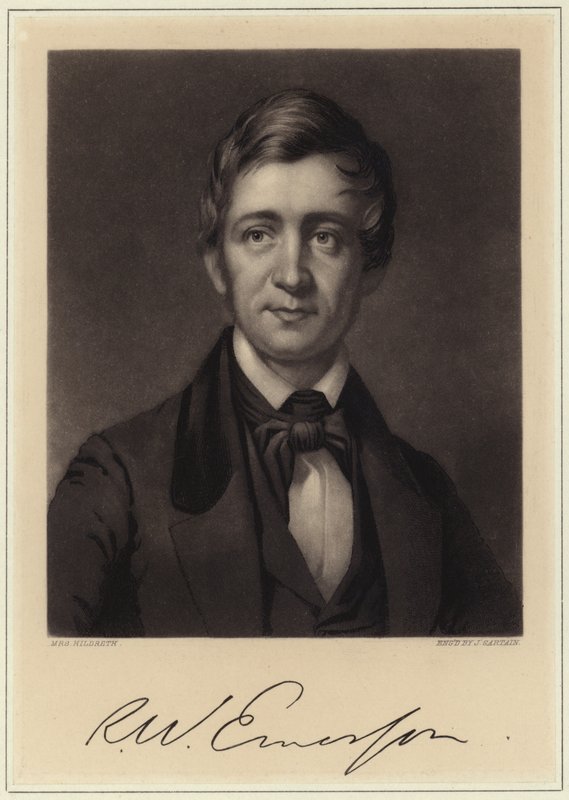 Porträtt av Ralph Waldo Emerson av American School
