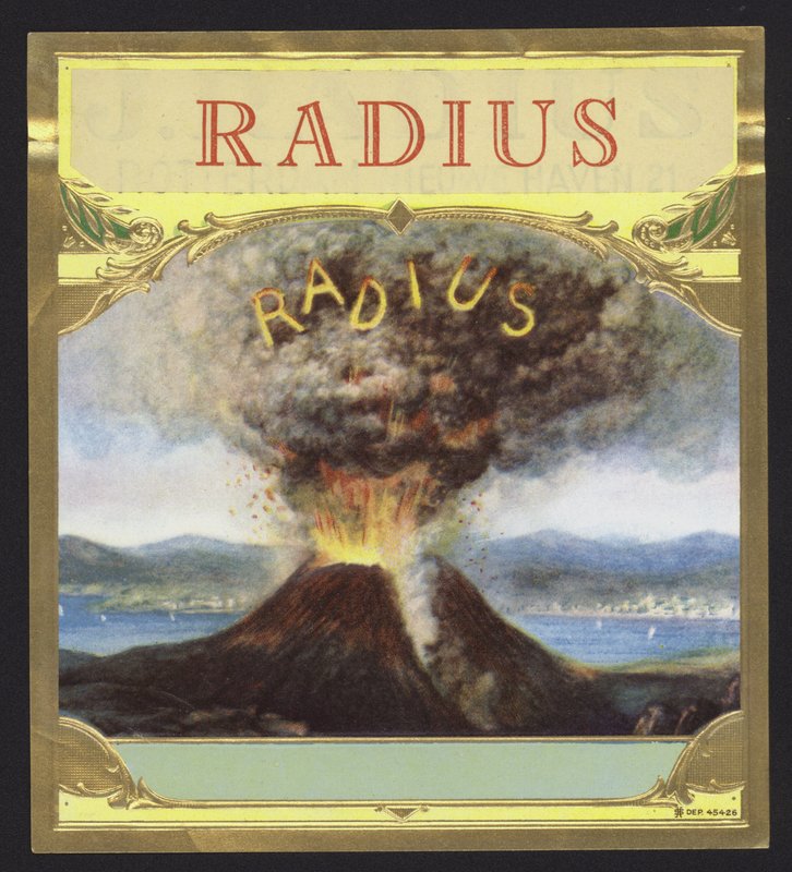 Radie, vulkanutbrott (chromolitho) av American School