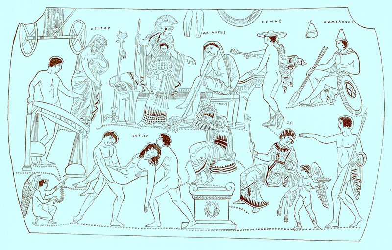 Ransom of Hektor, illustration från History of Greece av Victor Duruy, publicerad 1890 (digitalt förbättrad bild) av American School