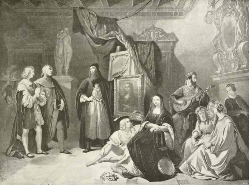 Raphael introducerad till Da Vinci (gravyr) av American School