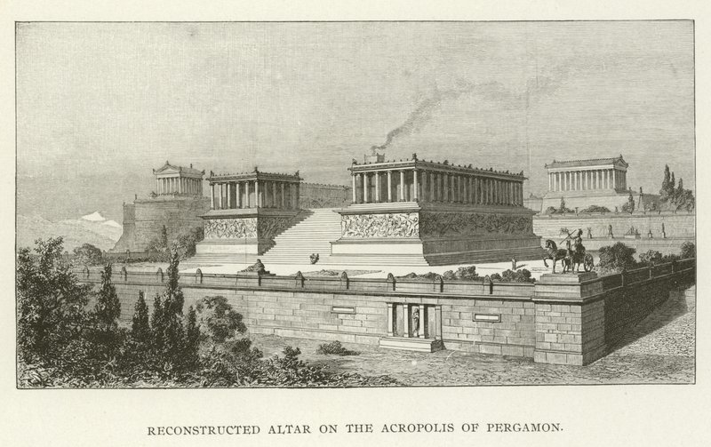 Rekonstruerat altare på Akropolis i Pergamon av American School