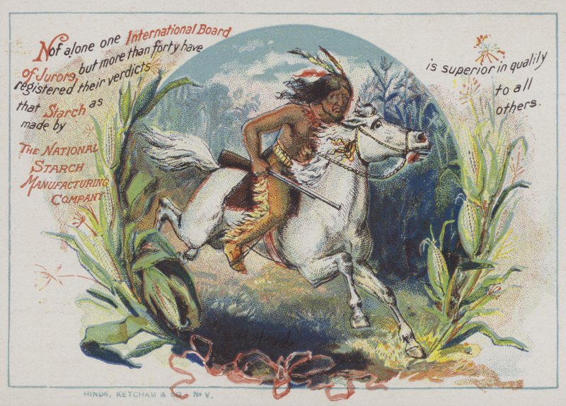 Röd indian till häst (chromolitho) av American School
