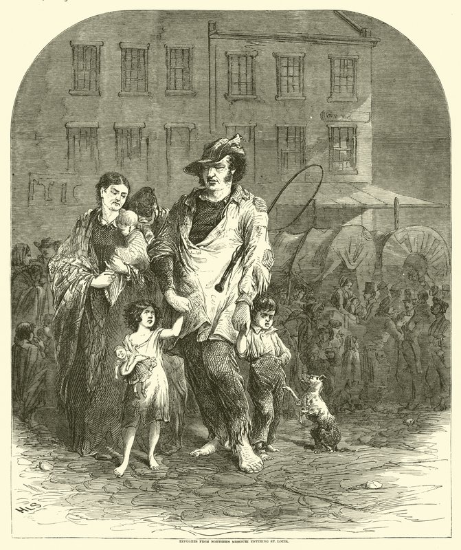 Flyktingar från norra Missouri på väg in i St Louis, september 1864 av American School