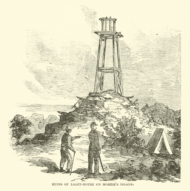 Ruinerna av fyren på Morris Island, juli 1863 av American School