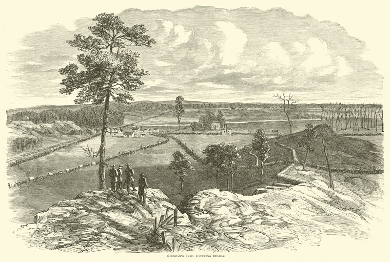 Shermans armé går in i Resaca, maj 1864 av American School