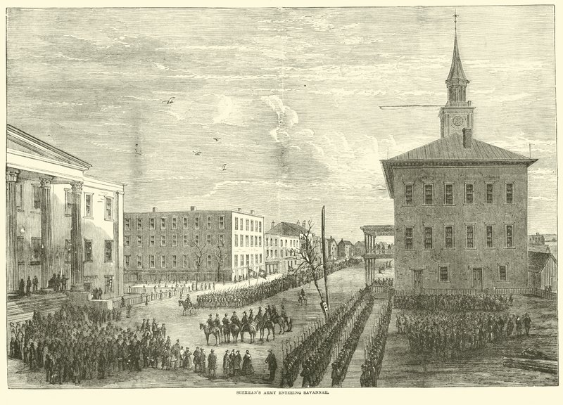 Shermans armé går in i Savannah, december 1864 av American School