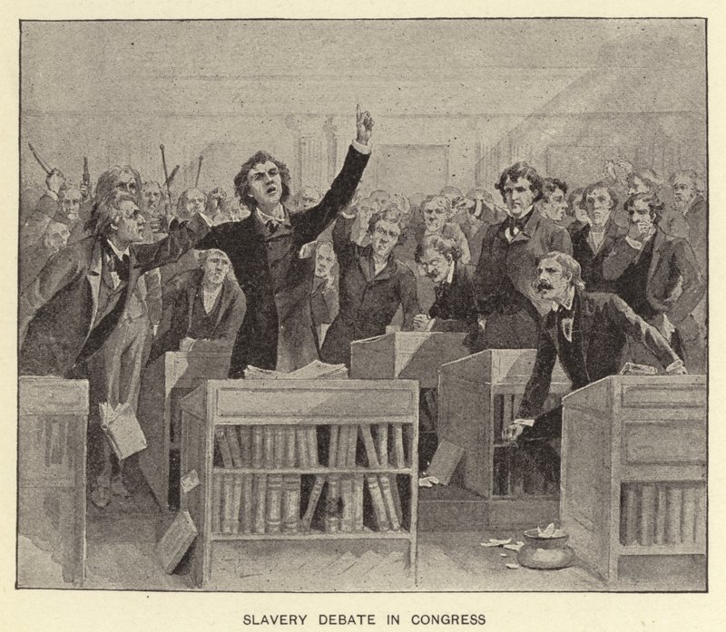 Slaveridebatt i kongressen (litografi) av American School