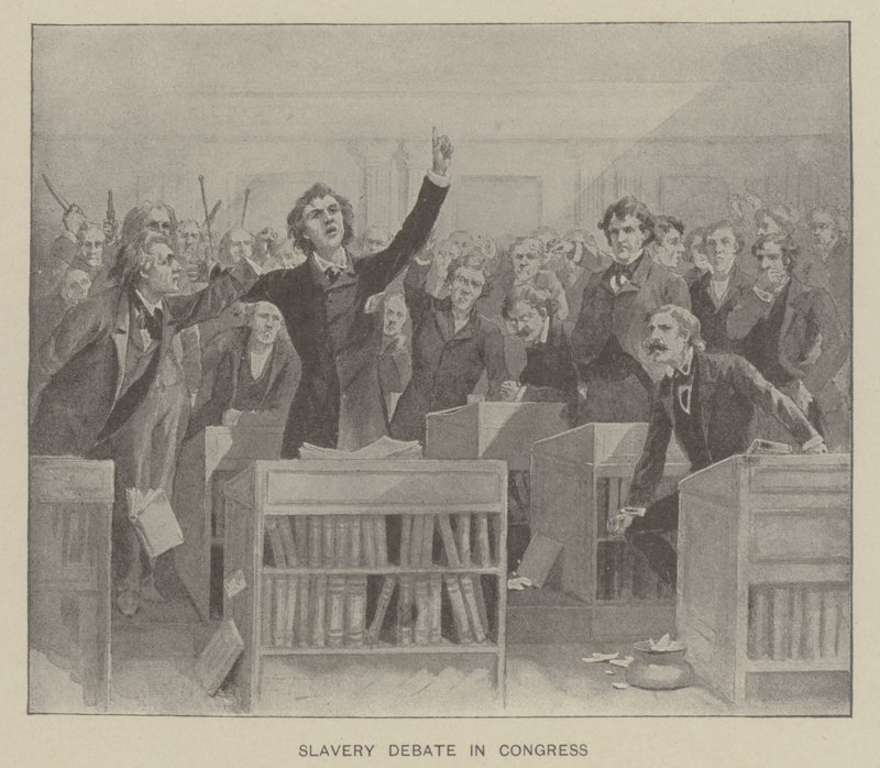 Slaveridebatt i kongressen (litografi) av American School