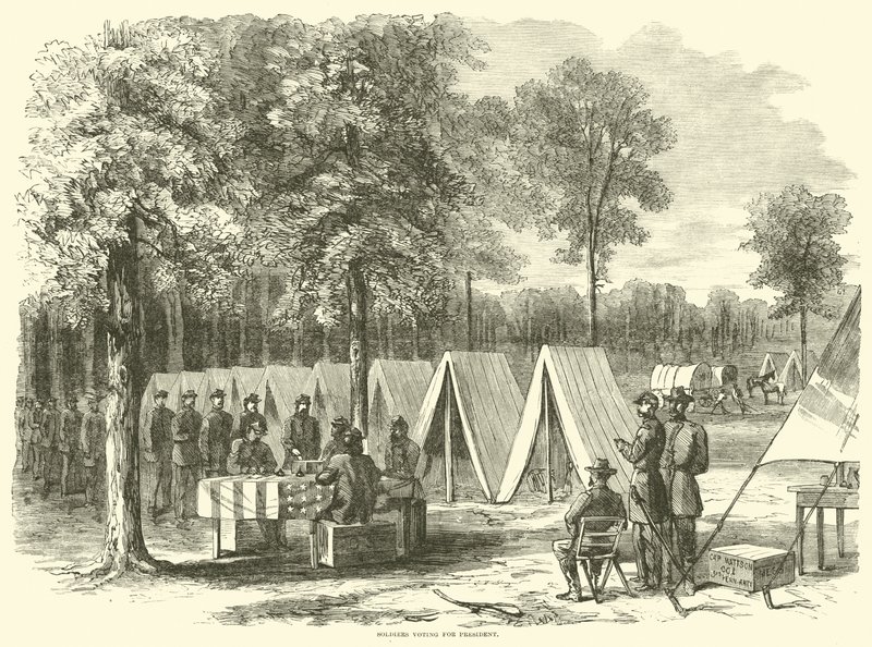 Soldater som röstar för presidenten, september 1864 av American School