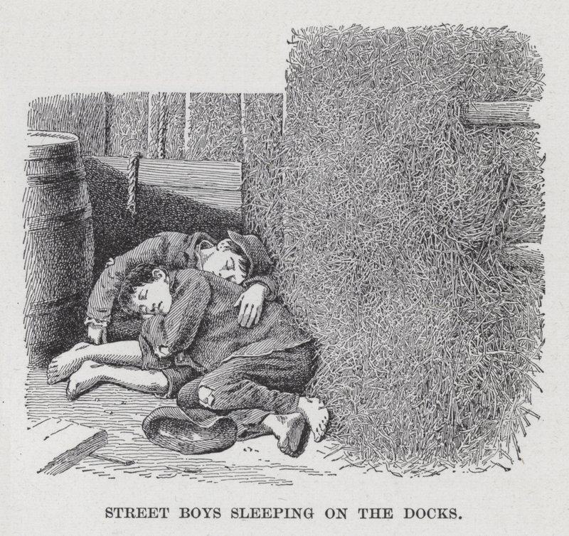 Street Boys sover på hamnen (litho) av American School