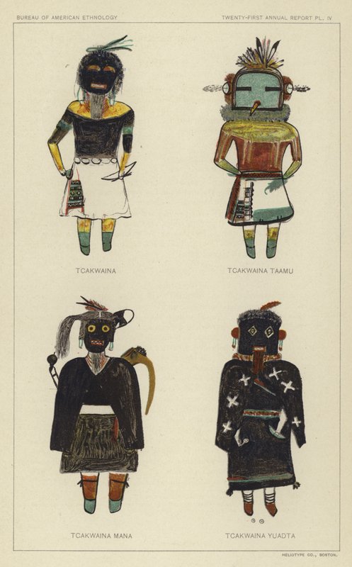 Tcakwaina, Tcakwaina Taamu, Tcakwaina Mana, Tcakwaina Yuadta (färglitografi) av American School