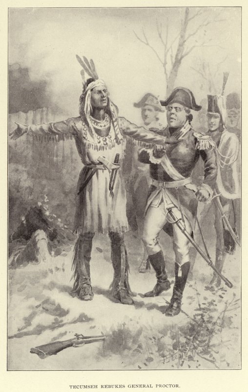Tecumesh tillrättavisar general Proctor (litografi) av American School