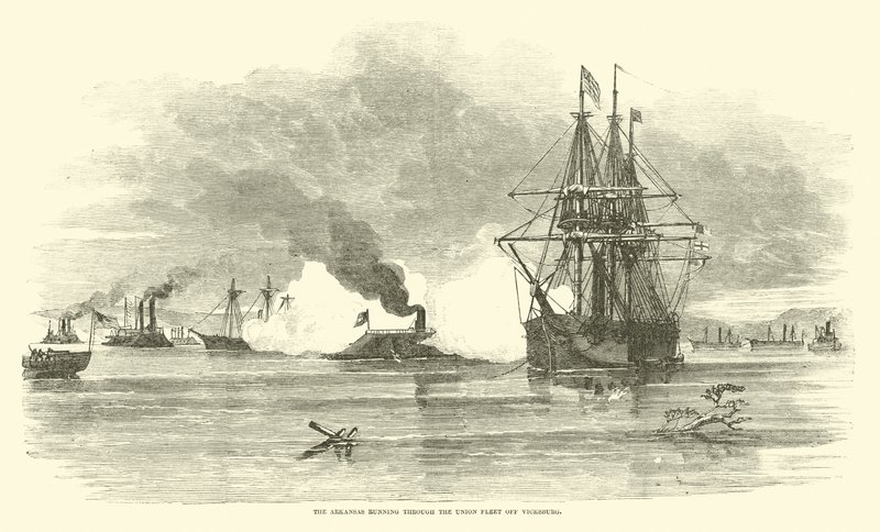 Arkansas löper genom unionsflottan utanför Vicksburg, juli 1862 av American School
