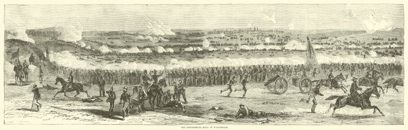The Confederate Rout i Winchester, september 1864 av American School