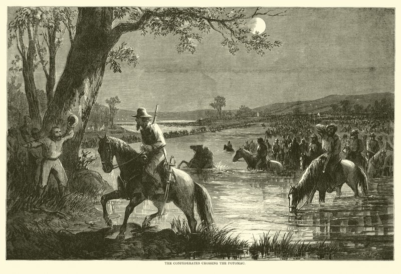 Konfederationen korsar Potomac, september 1862 av American School